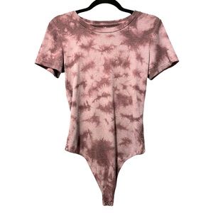 American Eagle Tie Dye Short Sleeve Mock Neck Bodysuit Shirt